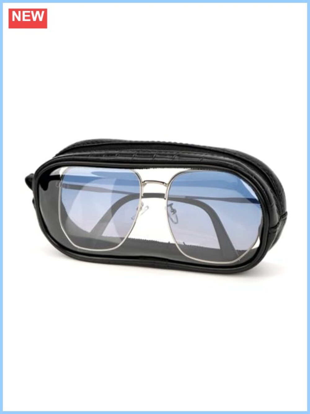 Oversized Sunglasses Pouch Vegan Leather PVC Zipper Eyeglasses Case